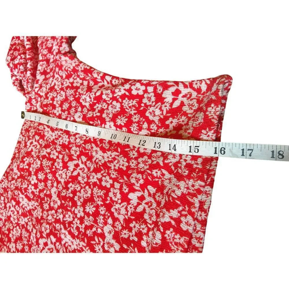 Anthropologie Carmine Red Cropped Juliet Blouse Women's Size Large